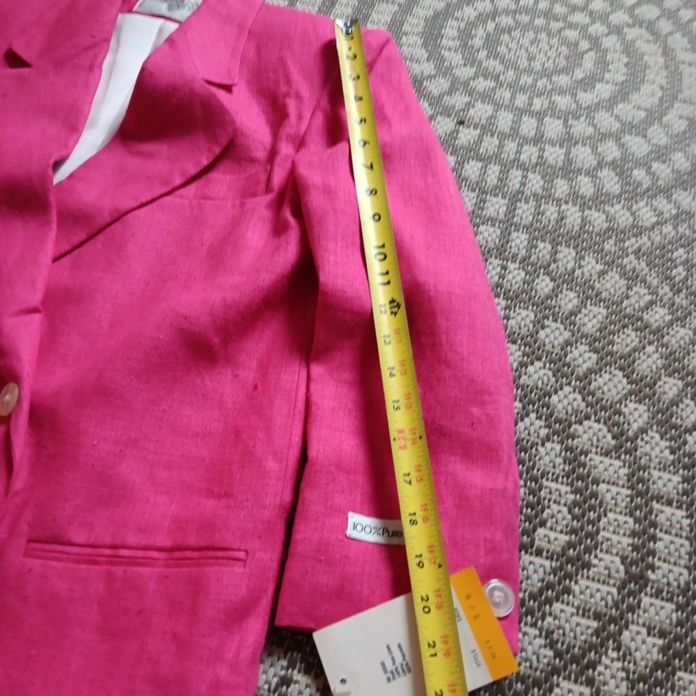 80s Vintage International Scene Hot‎ Pink Linen Blazer Sz 6 Double-Breasted Work - Picture 9 of 13
